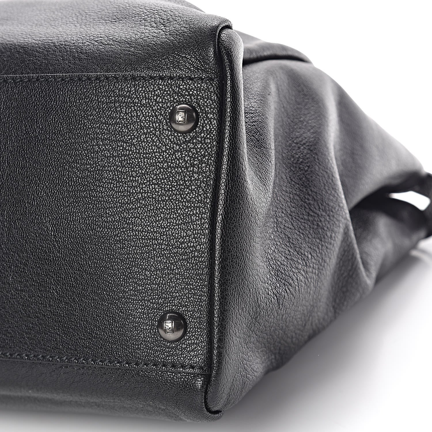 Fendi Goatskin Zucca Large Peekaboo Iconic Satchel Black Tobacco 14 of 16