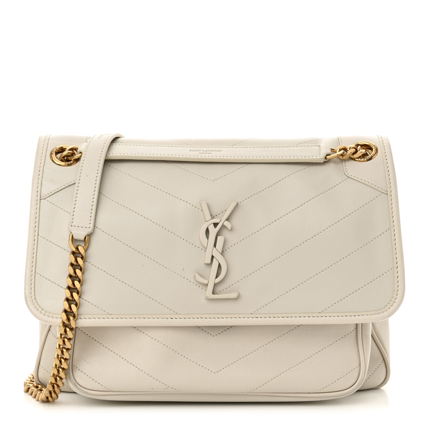 Saint Laurent Lambskin Matelasse Monogram Medium Niki Chain Satchel Crema Soft 1 of 13
