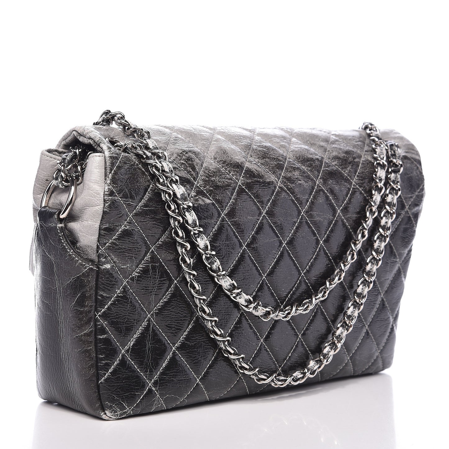 Vinyl Quilted Jumbo Melrose Degrade Flap Black