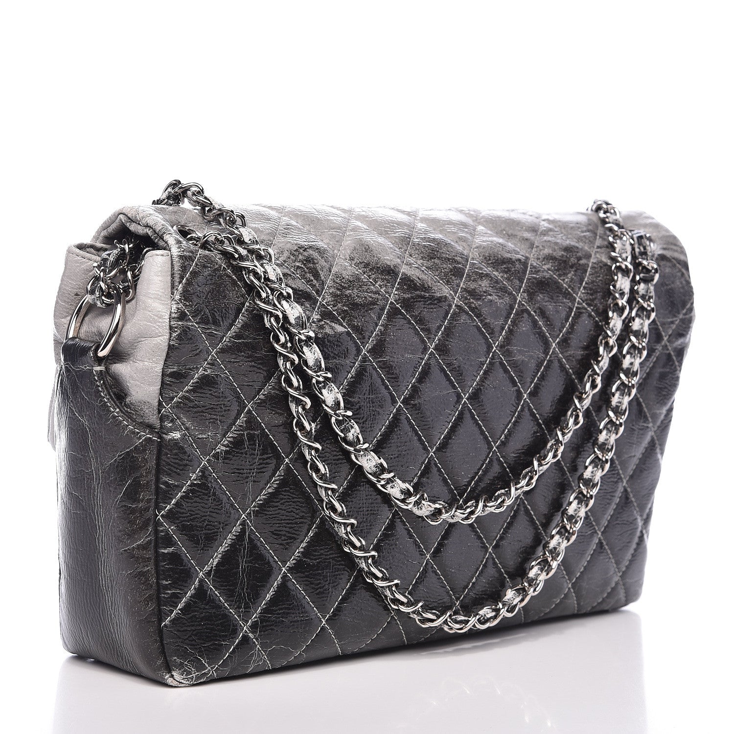 Chanel Vinyl Quilted Jumbo Melrose Degrade Flap Black 3 of 19