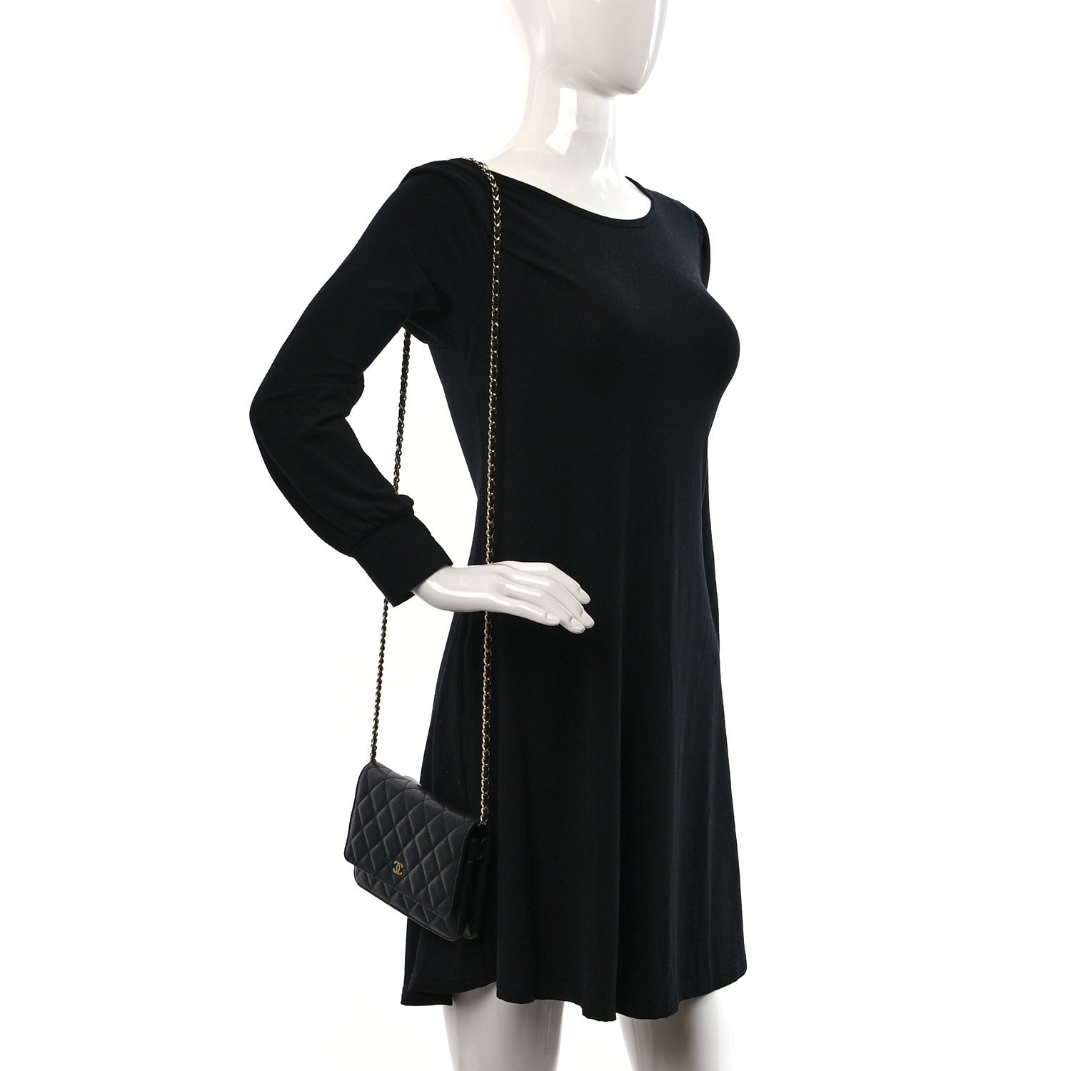 Chanel Caviar Quilted Wallet on Chain WOC Black 2 of 12