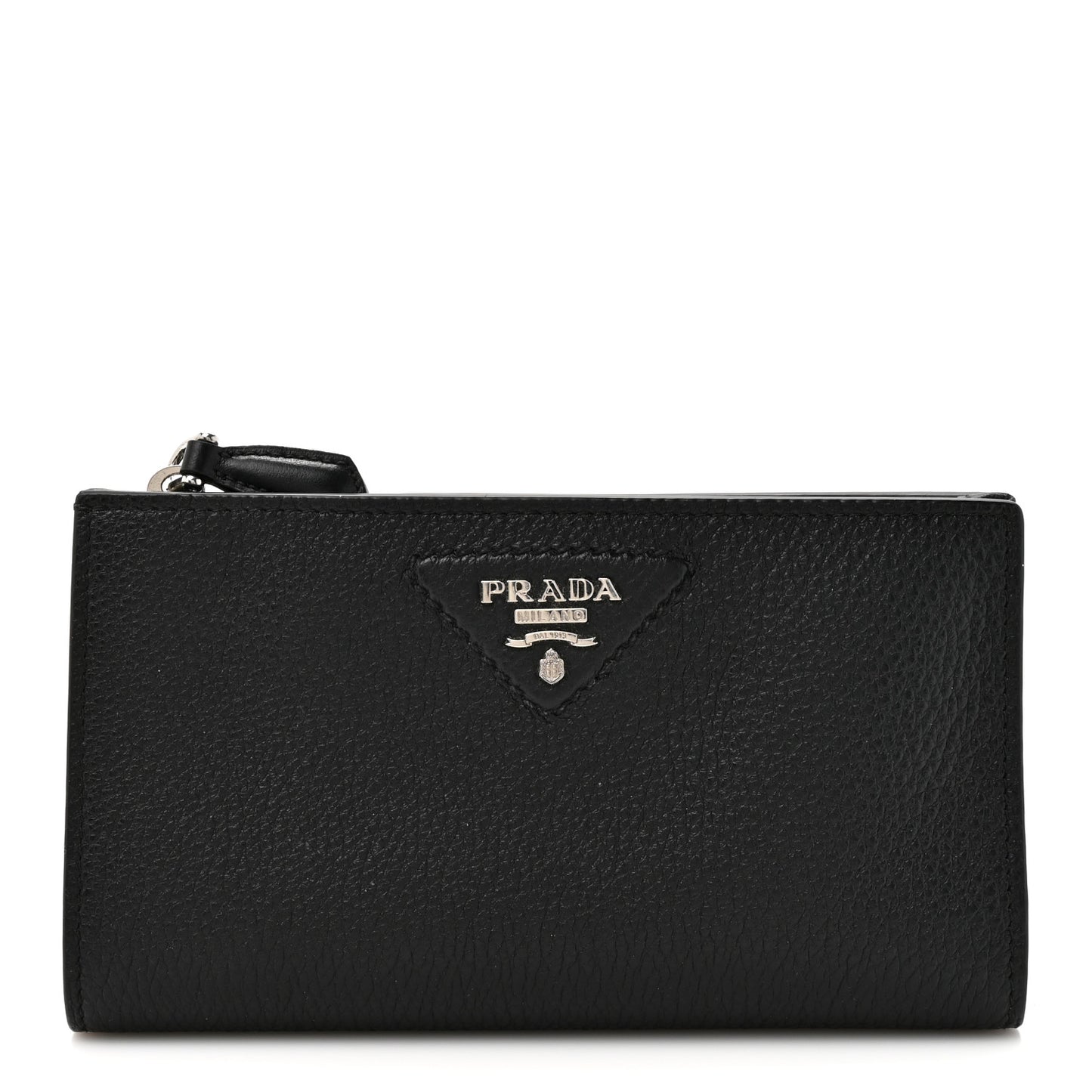 Vitello Daino Triangle Continental Zip Wallet  Black