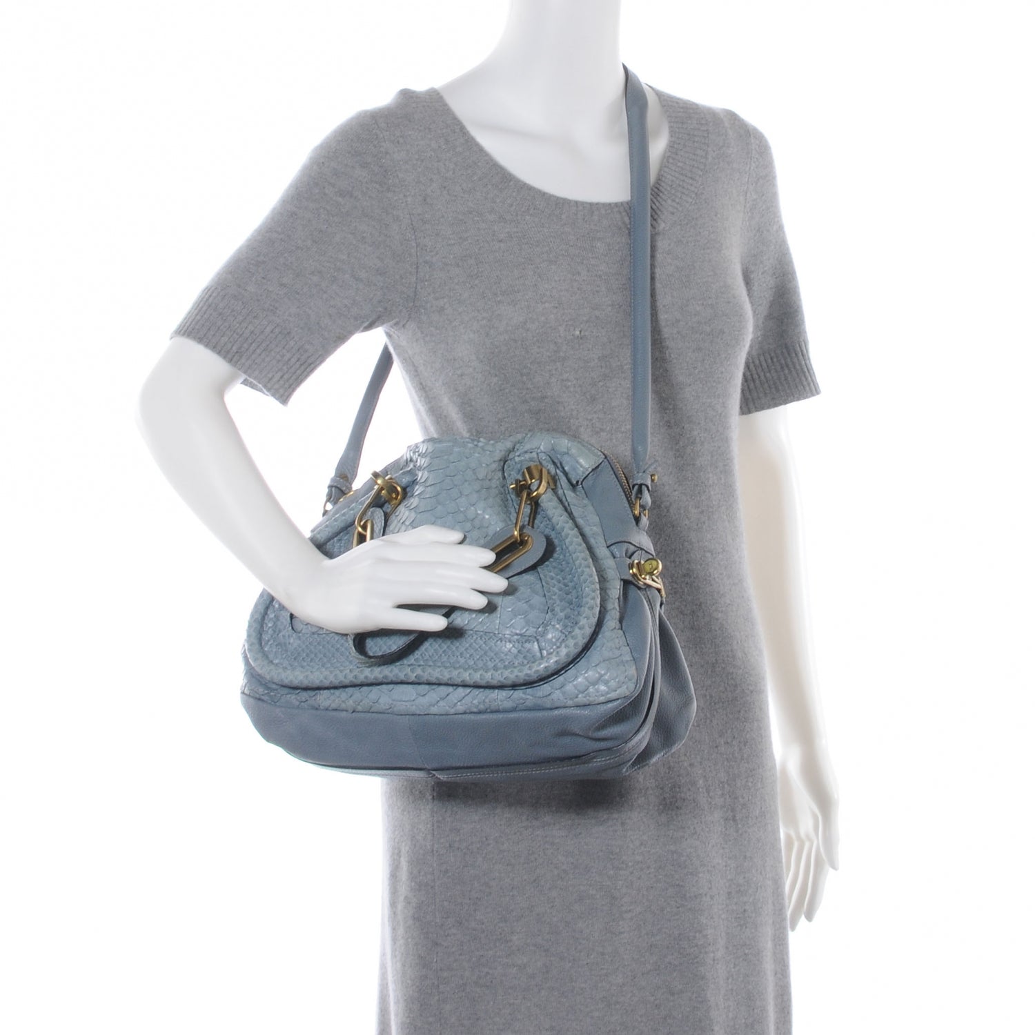 Chloe Python Medium Paraty Light Blue 2 of 8