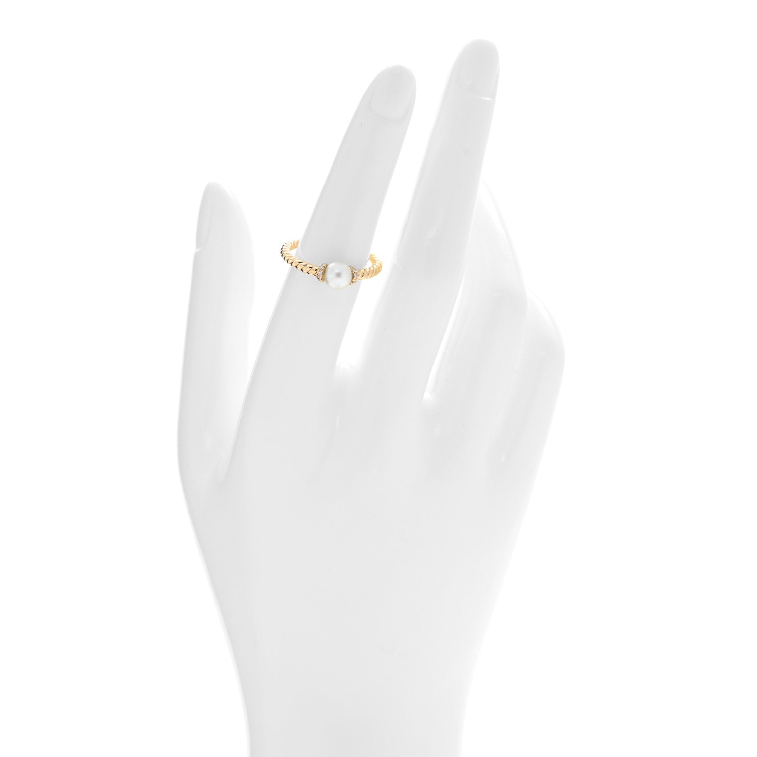 David Yurman 18K Yellow Gold Pearl Diamond Petite Solari Station Ring 52 6 2 of 4