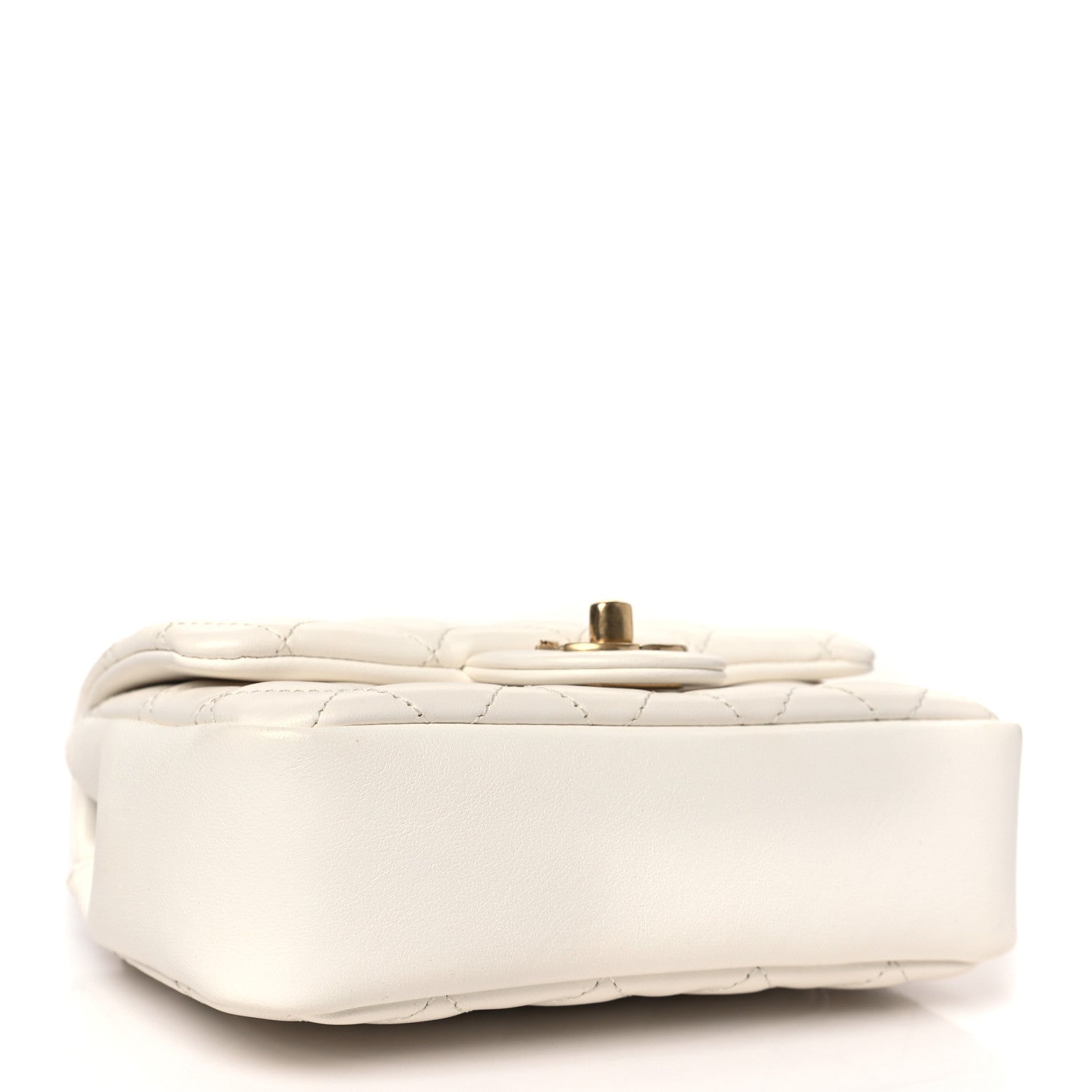 Chanel Shiny Lambskin Quilted Pearl Twist Mini Square Flap White 4 of 9
