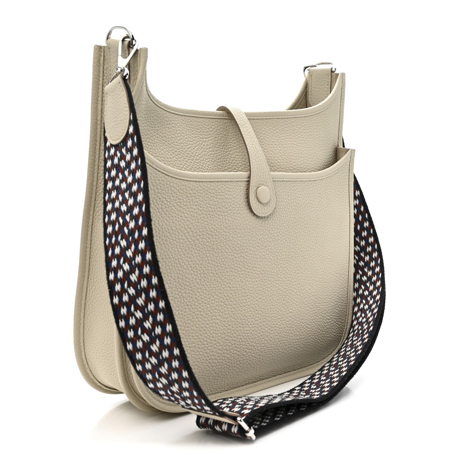 Hermes Taurillon Clemence Zigzag Sangle Evelyne III PM Beton Black White Deep Bleu 3 of 11