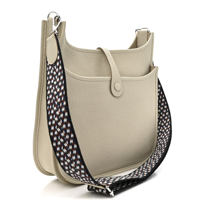 Hermes Taurillon Clemence Zigzag Sangle Evelyne III PM Beton Black White Deep Bleu 3 of 11