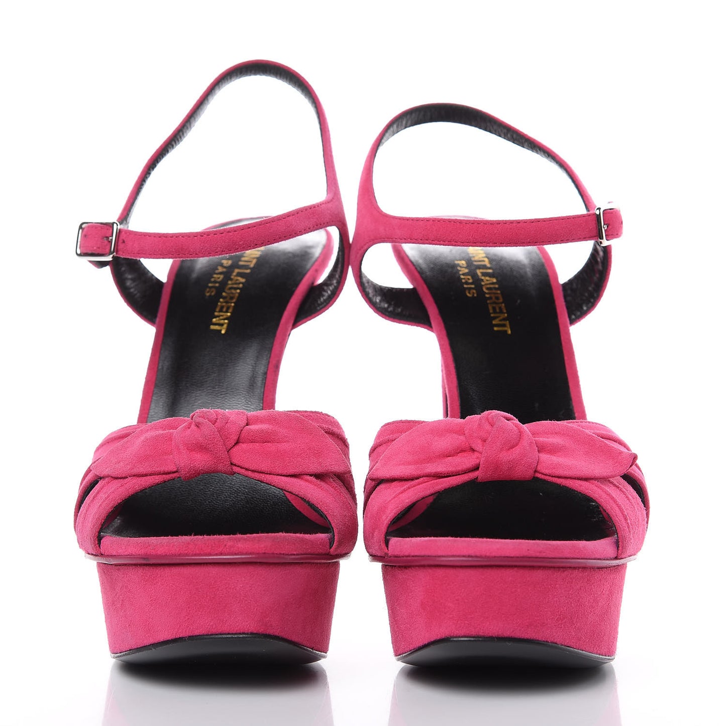 Suede Bow Bianca 105 Platform Sandals Heels 37.5 Bubblegum