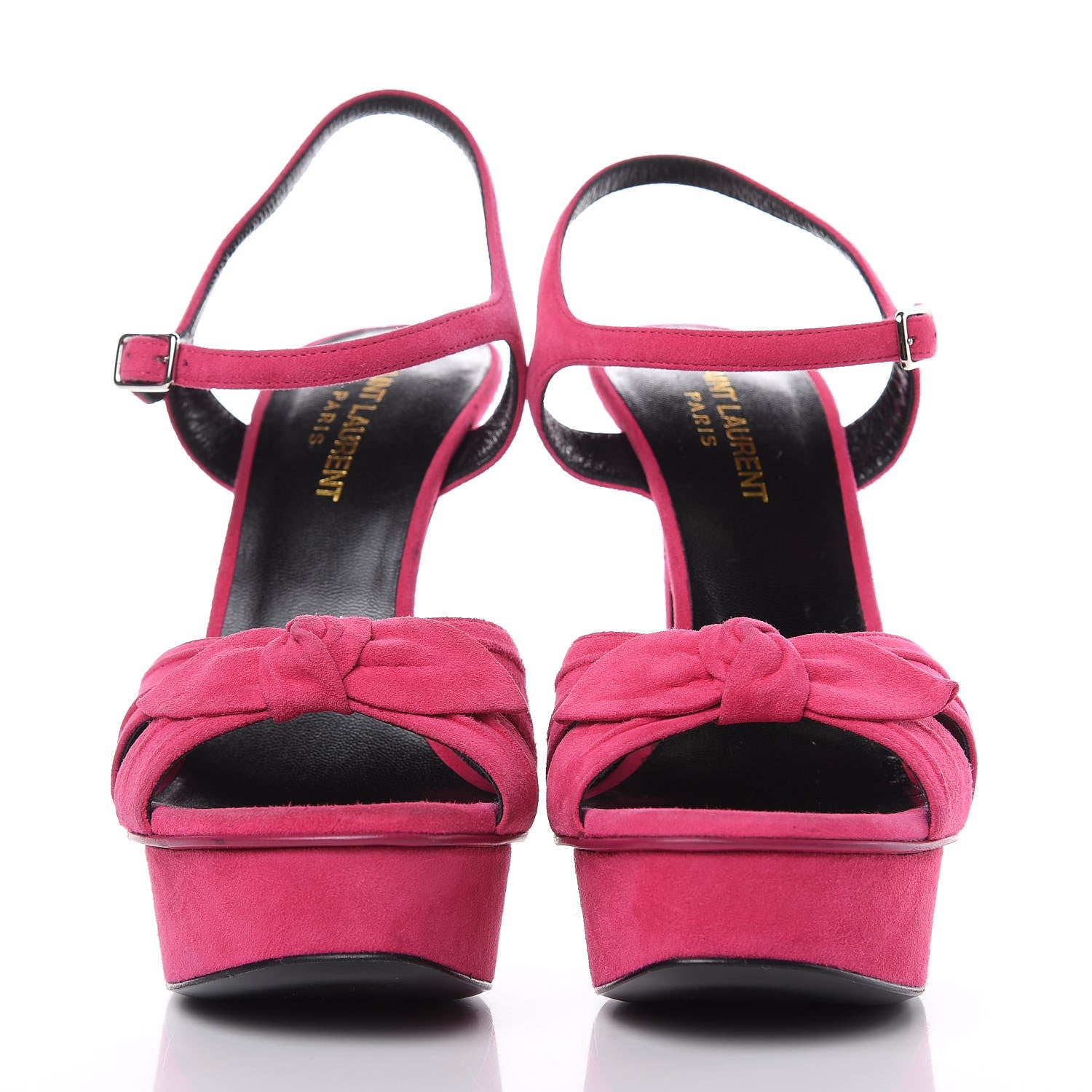 Saint Laurent Suede Bow Bianca 105 Platform Sandals Heels 37.5 Bubblegum 2 of 12
