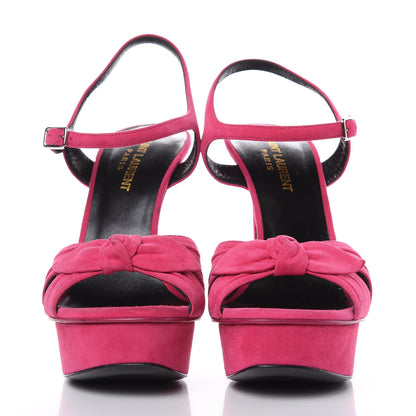 Saint Laurent Suede Bow Bianca 105 Platform Sandals Heels 37.5 Bubblegum 2 of 12