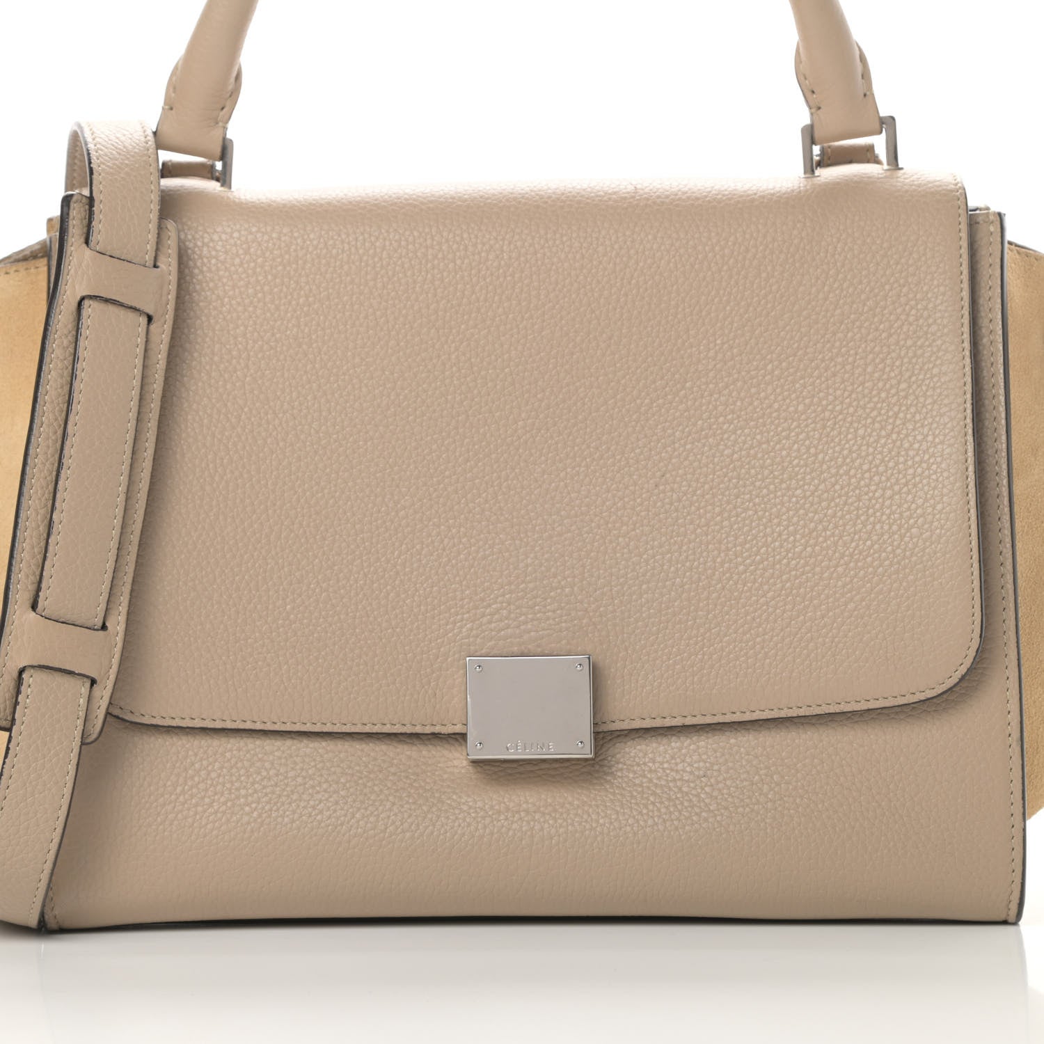 Celine Drummed Calfskin Suede Small Trapeze Dune 7 of 19