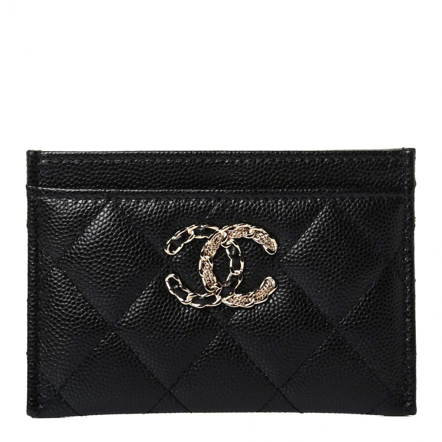 Caviar Quilted French New Wave Card Holder Black