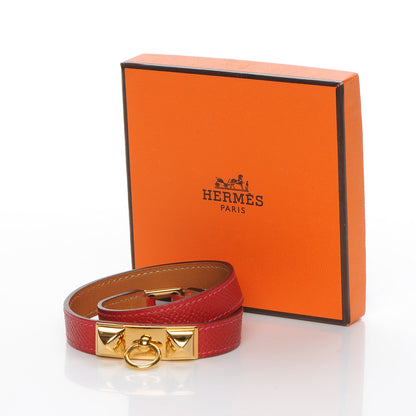 Hermes Epsom Rivale Double Tour Bracelet S Rouge Casaque 8 of 8