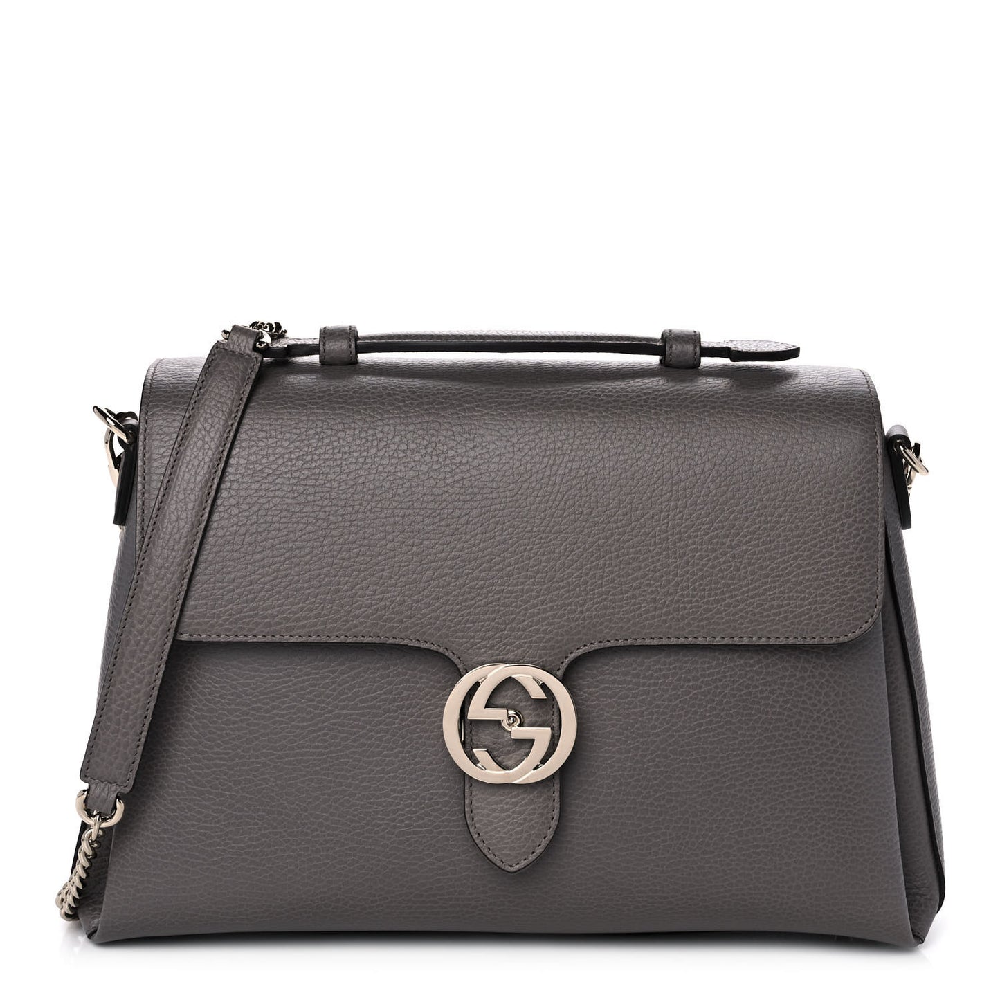 Dollar Calfskin Medium Interlocking G Top Handle Shoulder Bag Loess