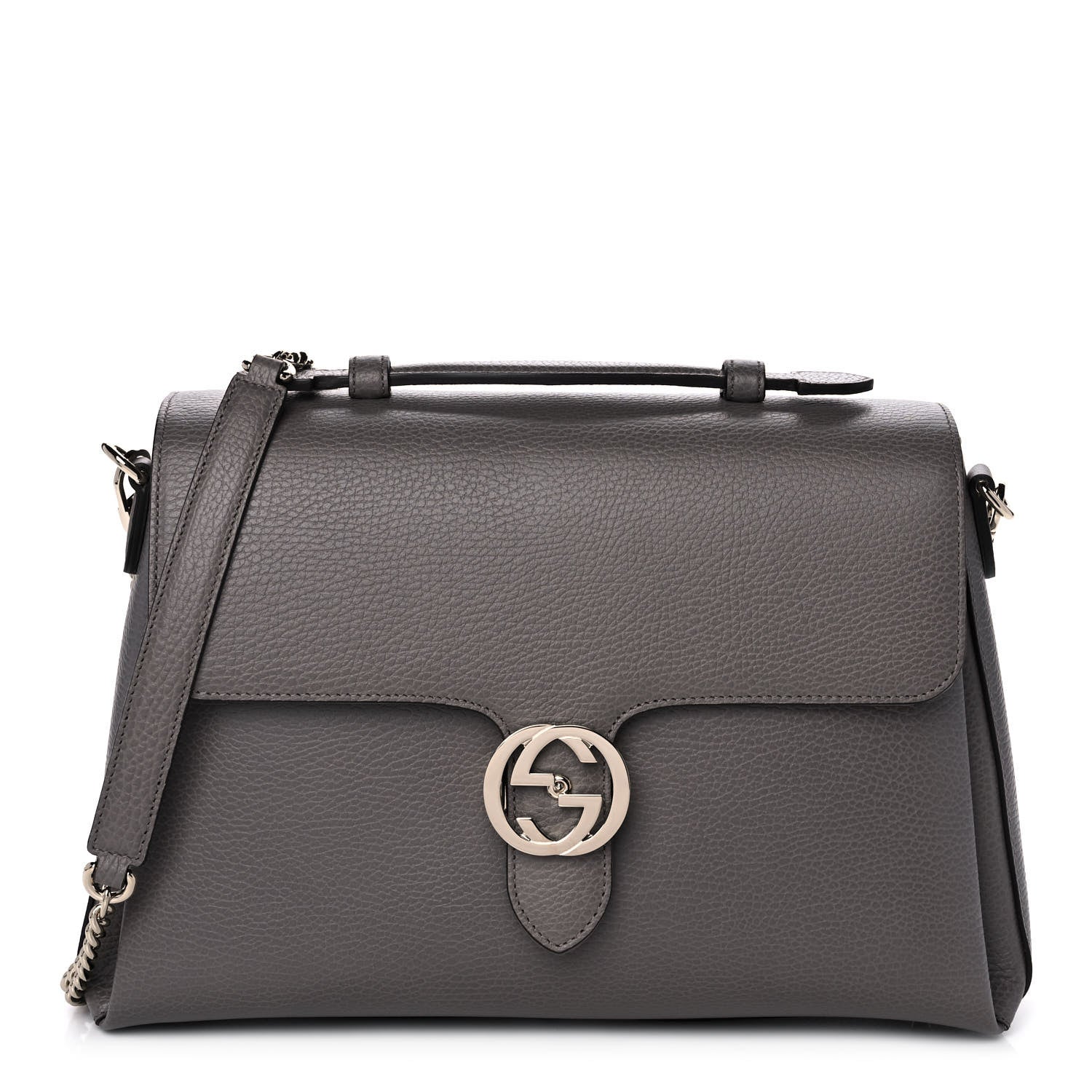 Gucci Dollar Calfskin Medium Interlocking G Top Handle Shoulder Bag Loess 1 of 11