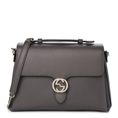 Gucci Dollar Calfskin Medium Interlocking G Top Handle Shoulder Bag Loess 1 of 11