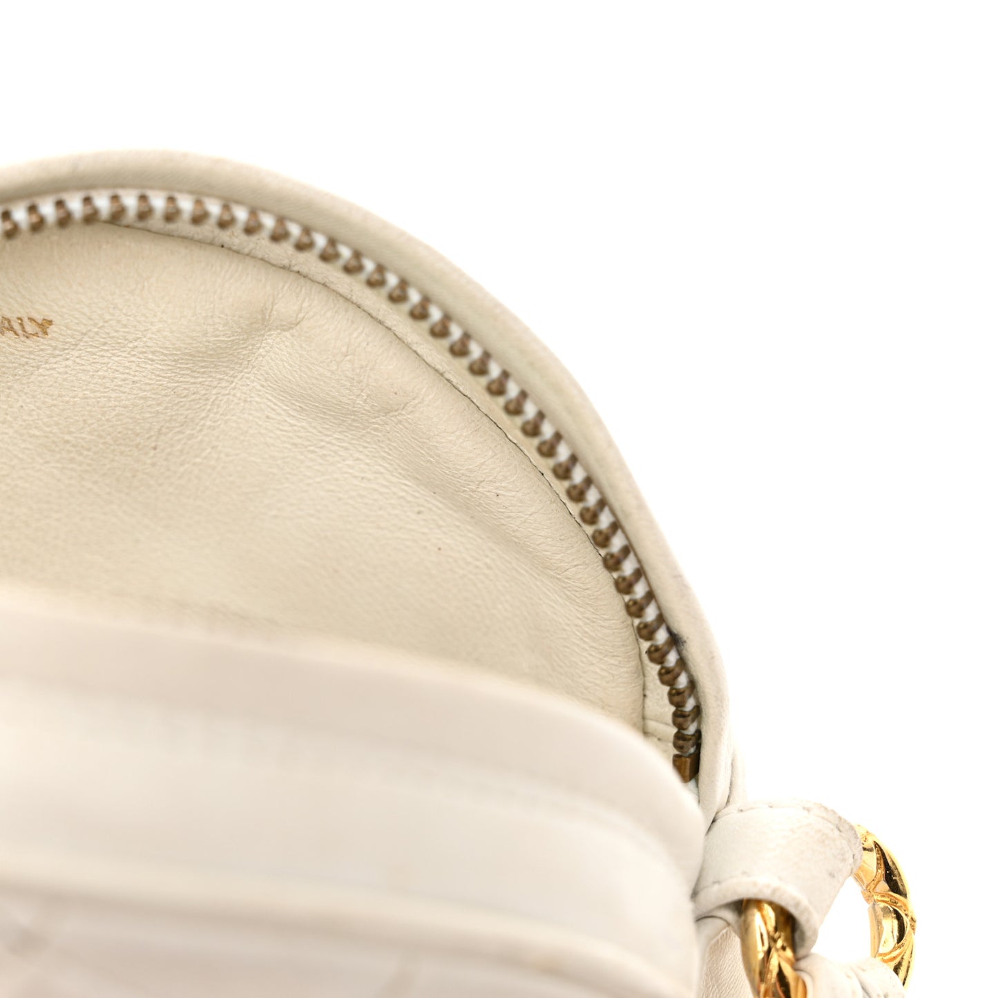 Lambskin Quilted Round Tassel Crossbody Bag White