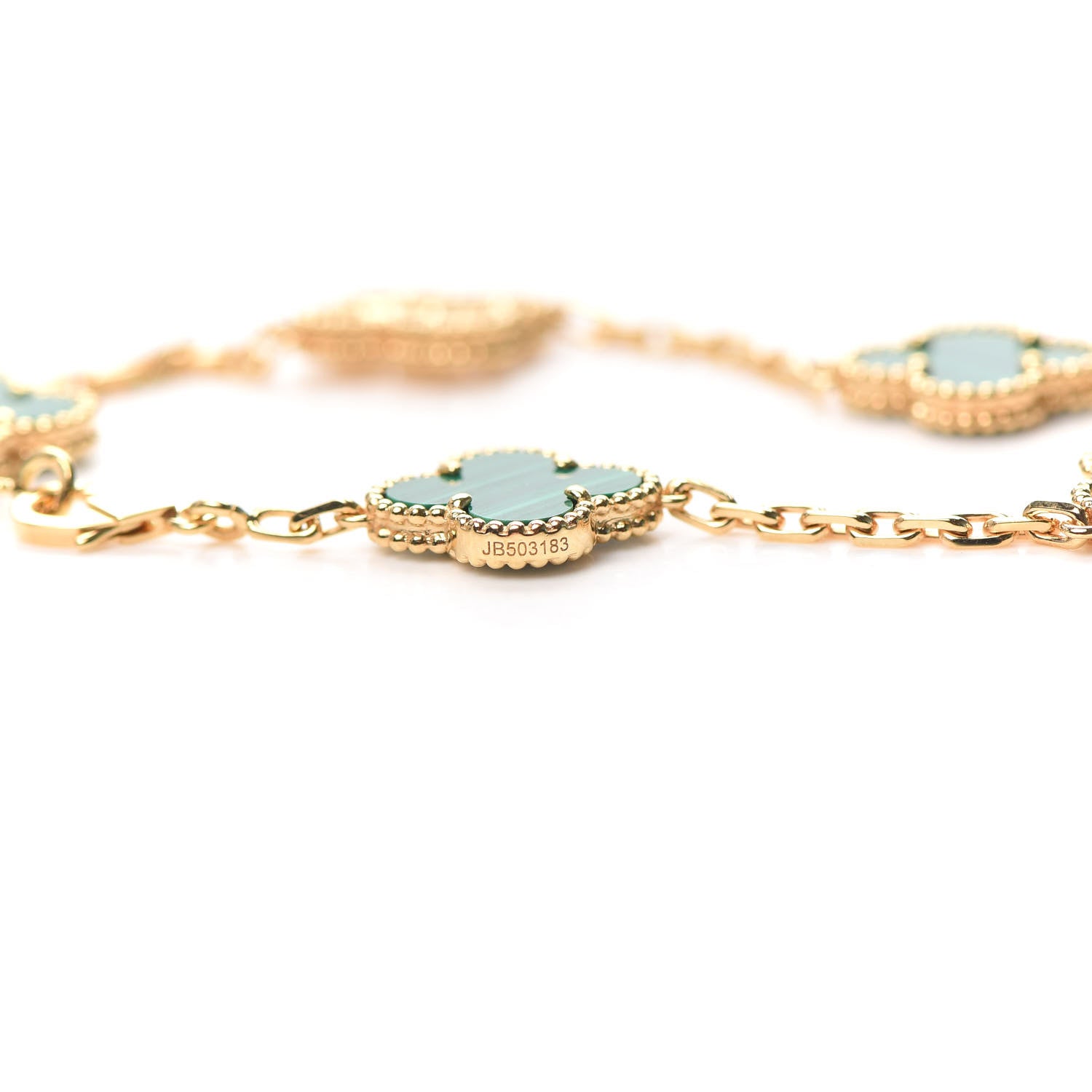 Van Cleef & Arpels 18K Yellow Gold Diamond Malachite 5 Motifs Vintage Alhambra Bracelet 6 of 9