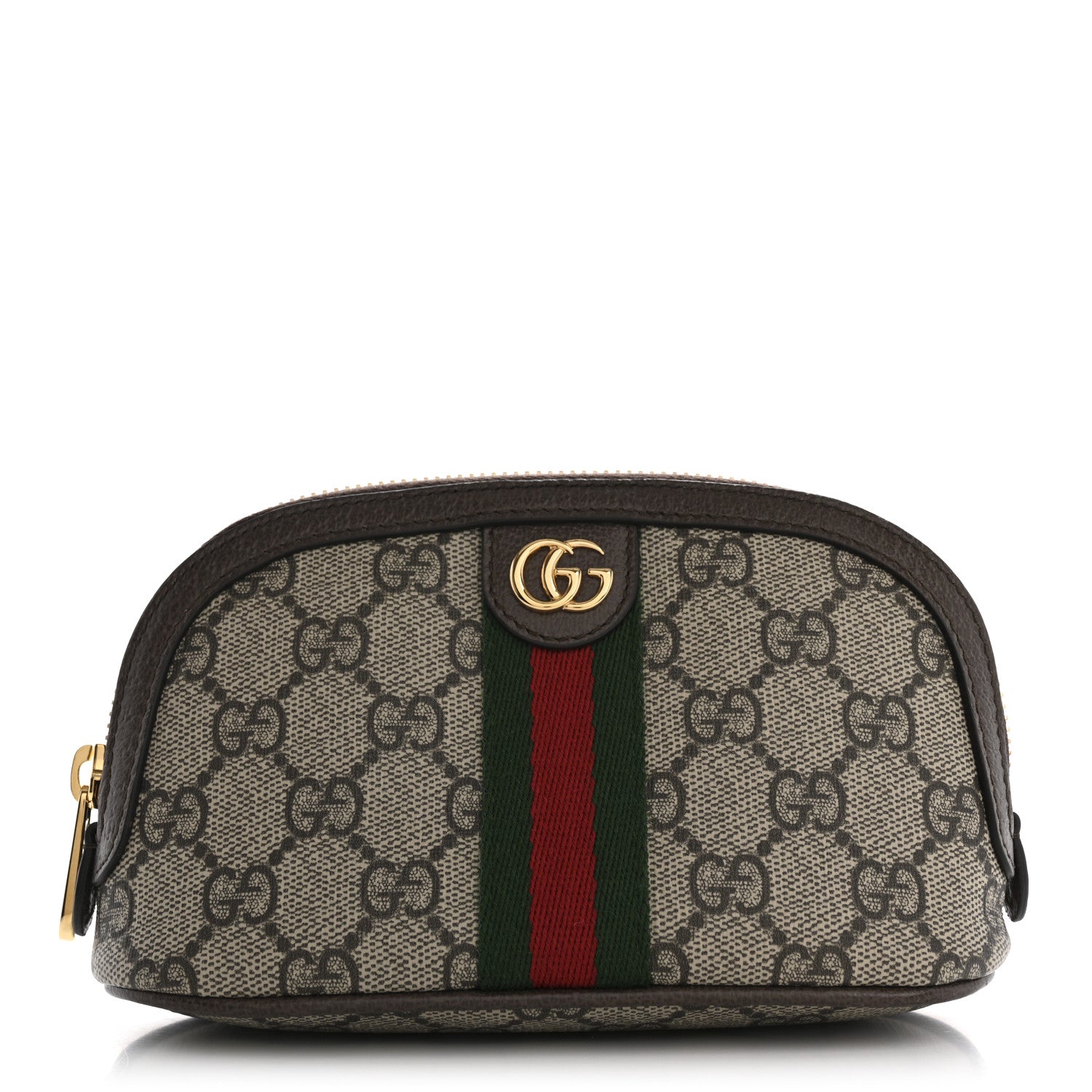 Gucci GG Supreme Monogram Textured Calfskin Web Medium Ophidia Cosmetic Case Beige Ebony New Acero 1 of 7