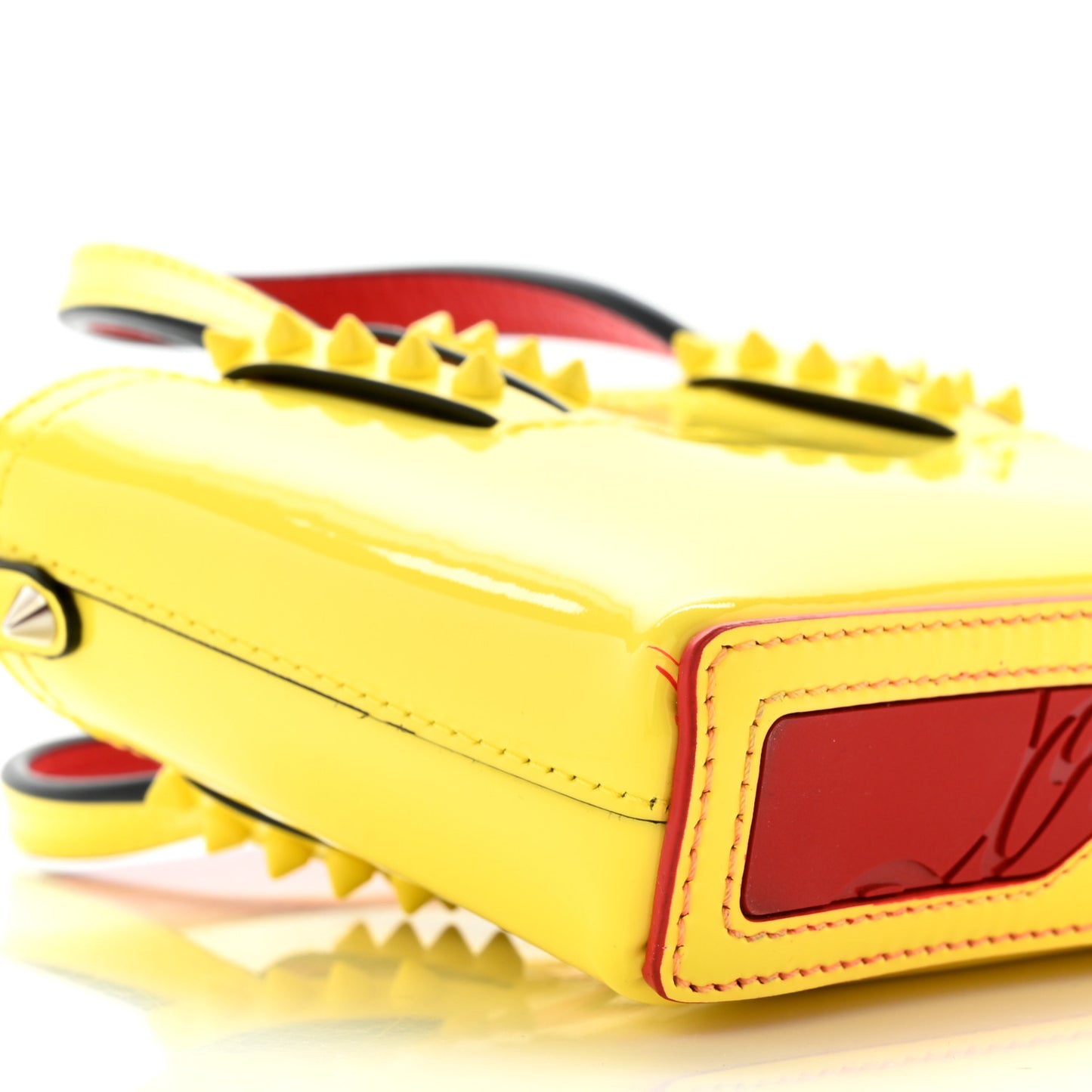 Patent Calfskin Spikes Mini East West Cabata Tote Yellow