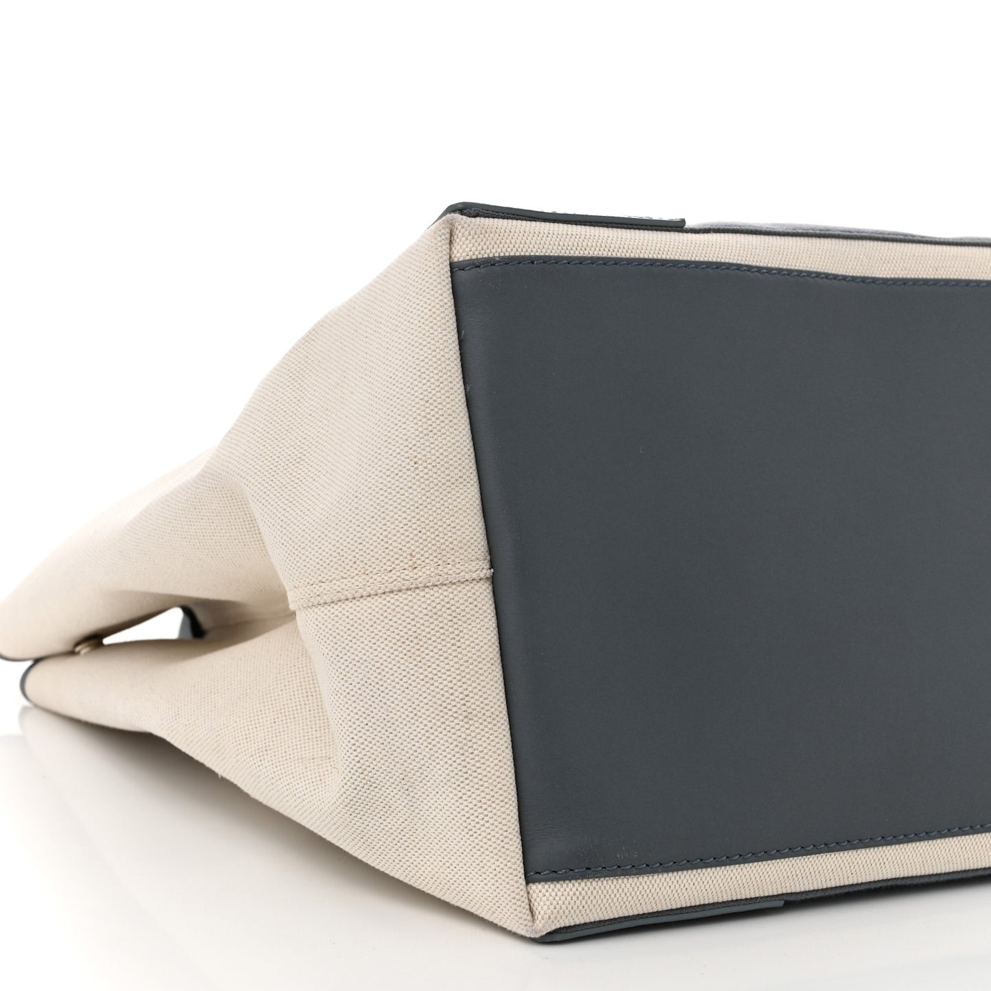 Cotton Canvas Calfskin M Navy Cabas Grey