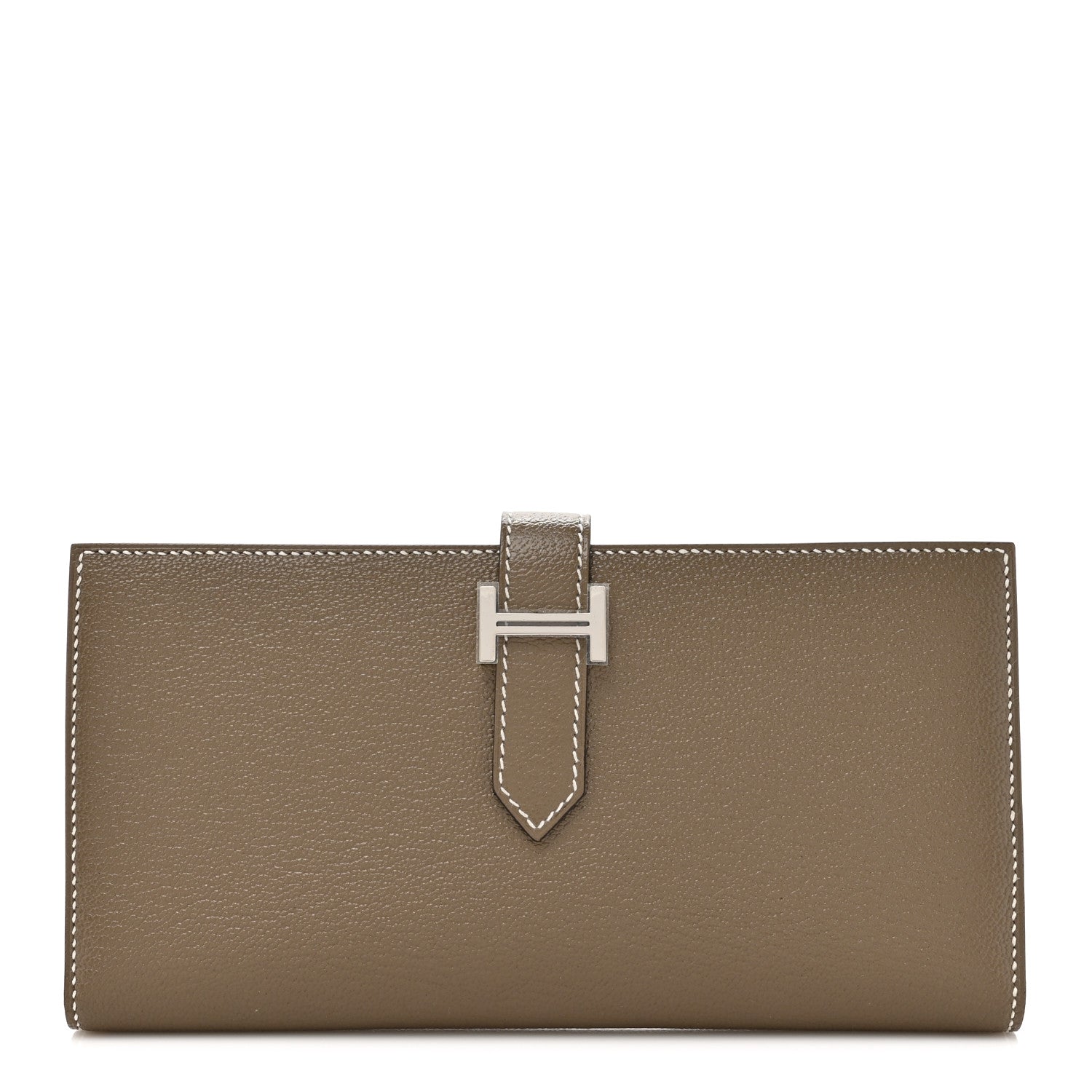 Hermes Chevre Mysore Bearn Gusset Wallet Etoupe 1 of 9