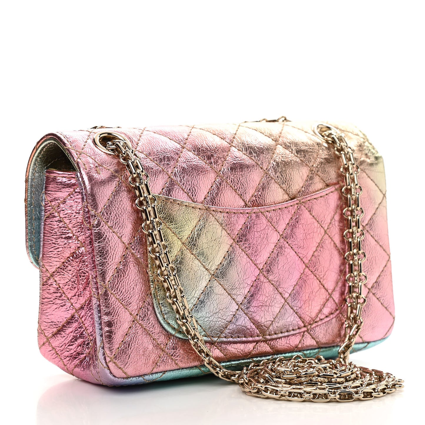 Metallic Goatskin Quilted Mini 2.55 Reissue Flap Multicolor