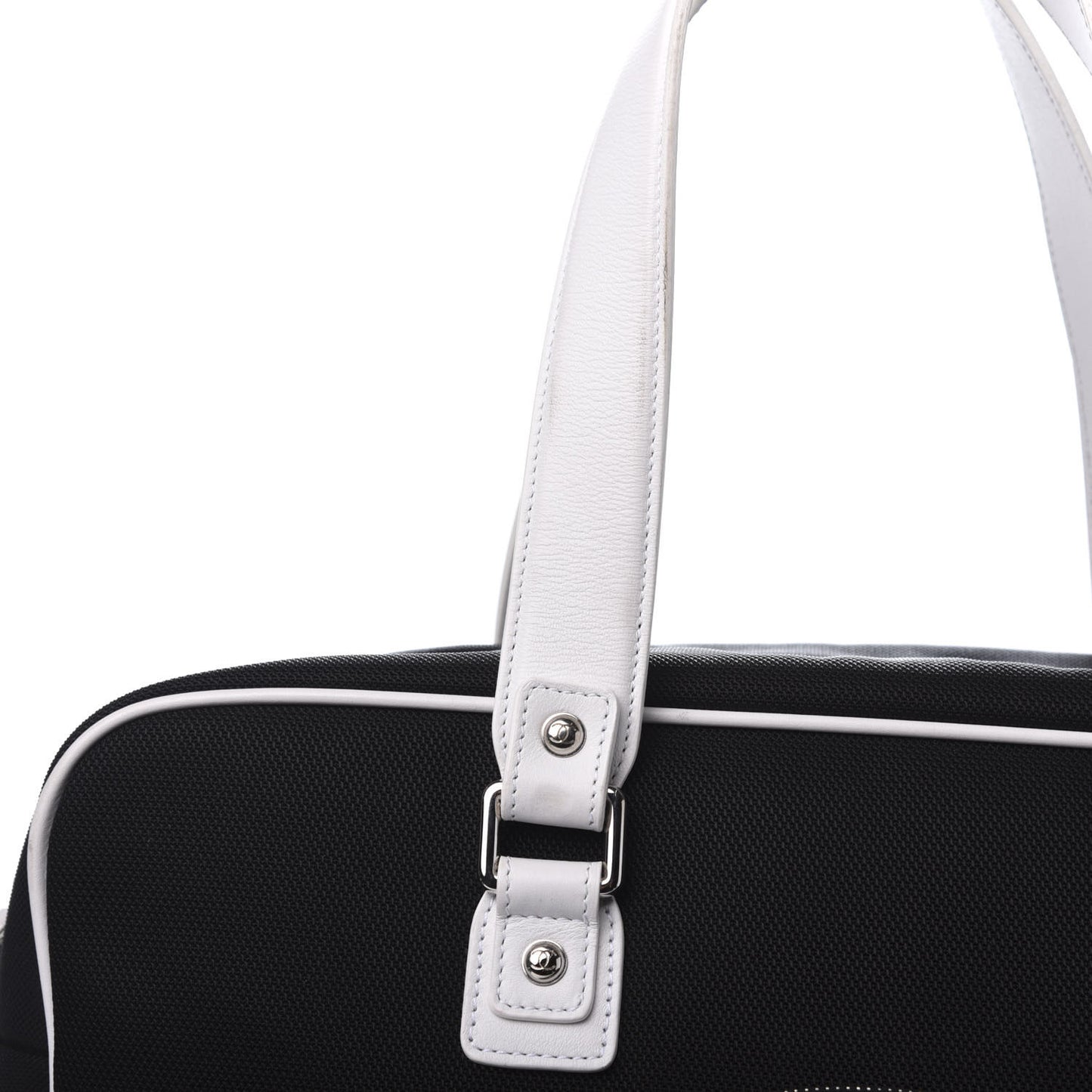 Canvas Rubber Airlines Large Zip Shopping Tote Black White Red