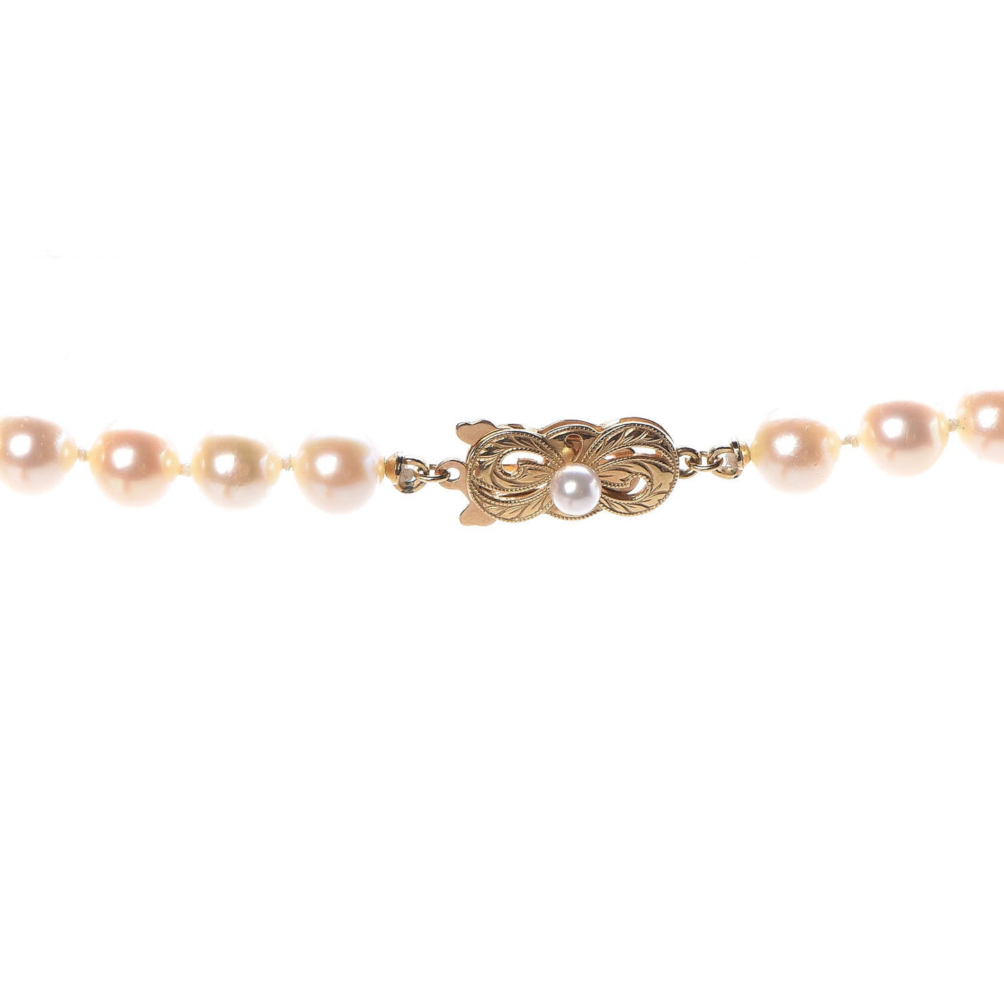 18K Yellow Gold Akoya Pearl 7-7.5mm Strand Necklace 24"