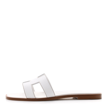 Hermes Box Calfskin Oran Sandals 38 White 1 of 9