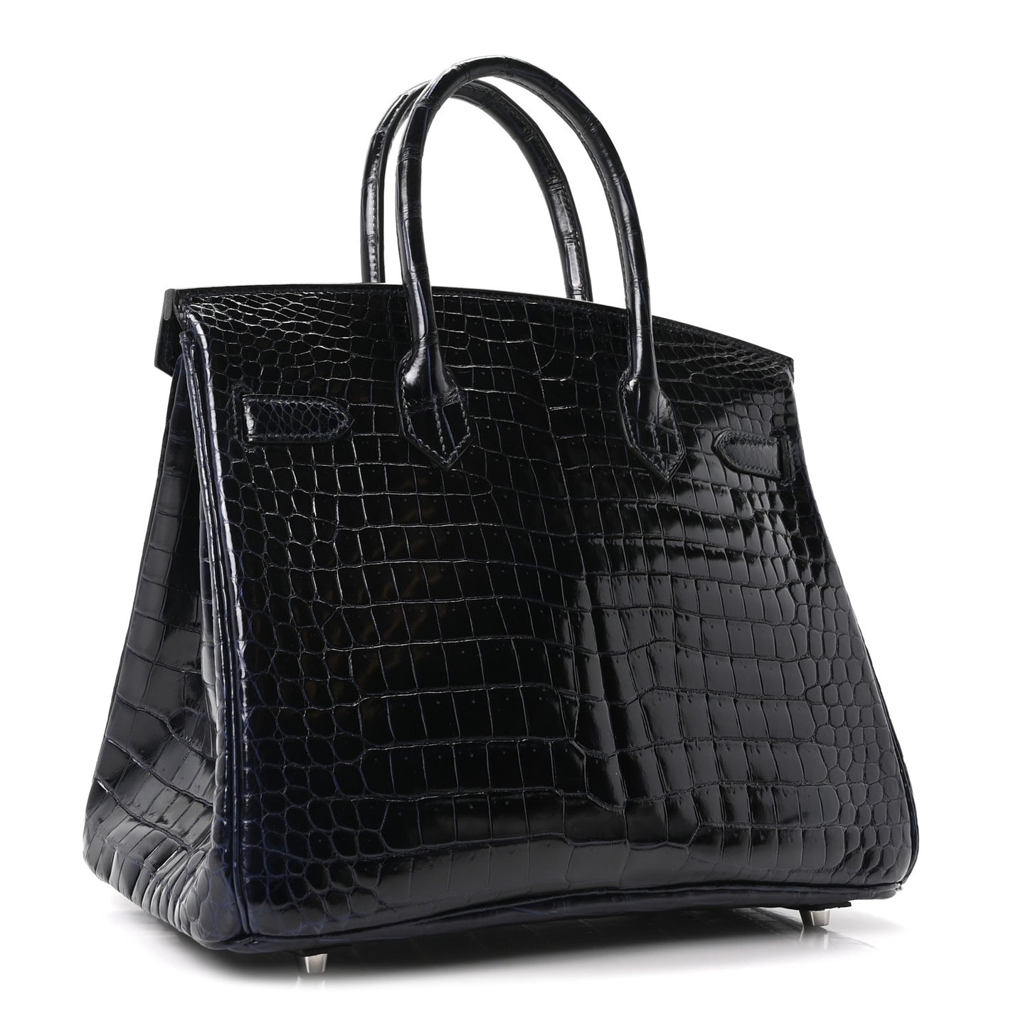 Shiny Porosus Crocodile Birkin 30 Bleu Marine
