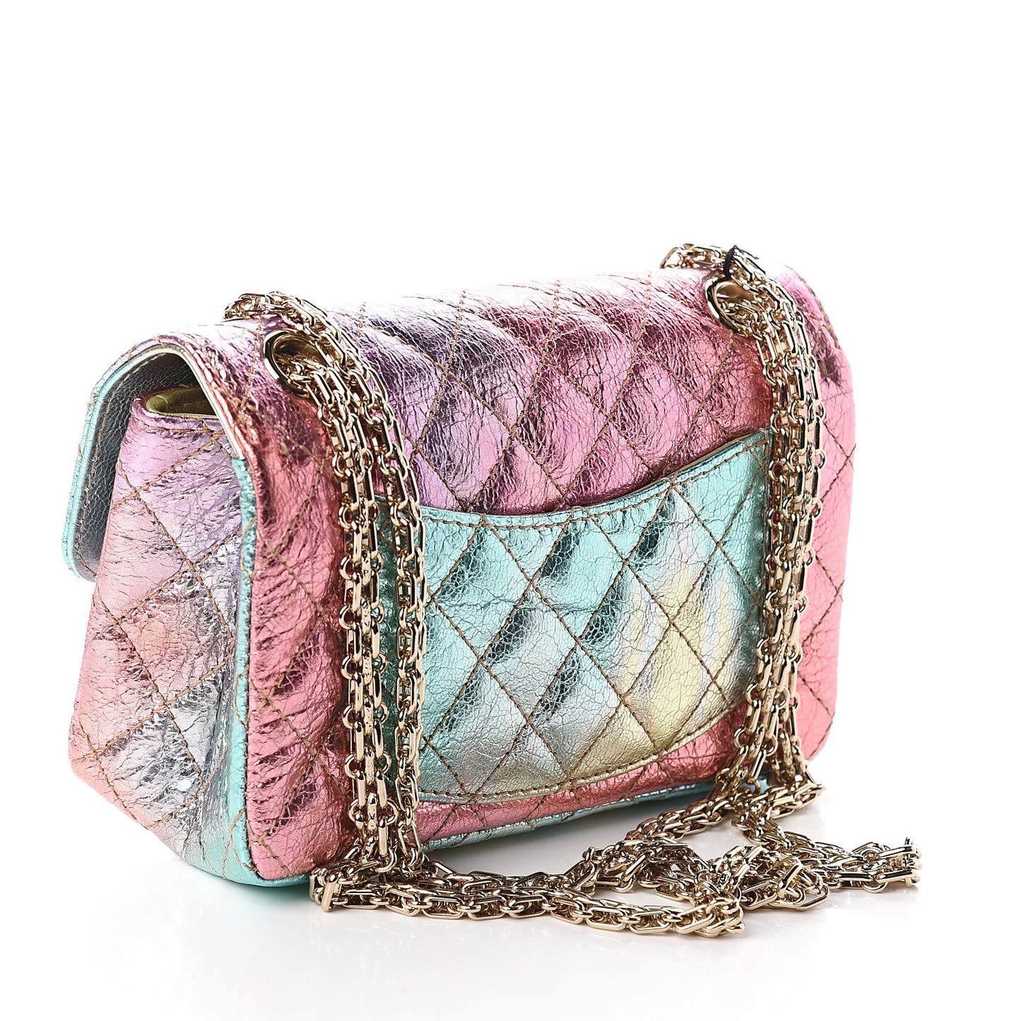 Metallic Goatskin Quilted Mini 2.55 Reissue Flap Multicolor