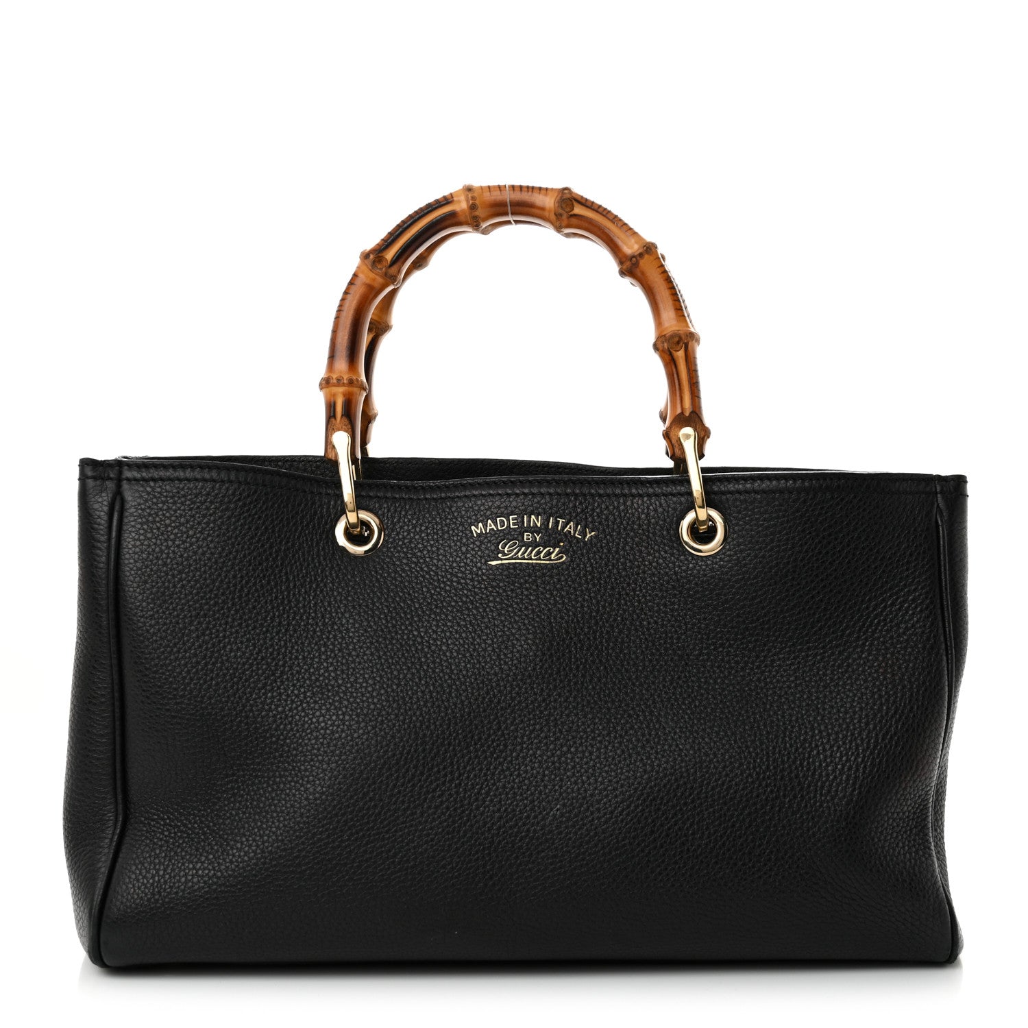 Gucci Pebbled Calfskin Medium Bamboo Shopper Tote Black 1 of 16