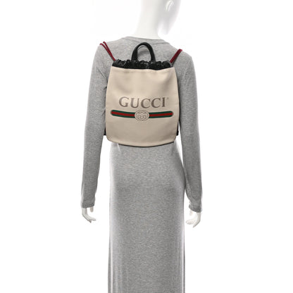 Gucci Calfskin Logo Drawstring Backpack Mystic White 2 of 11