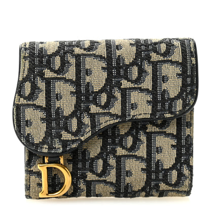 Christian Dior Oblique Saddle Lotus Wallet Blue 1 of 7