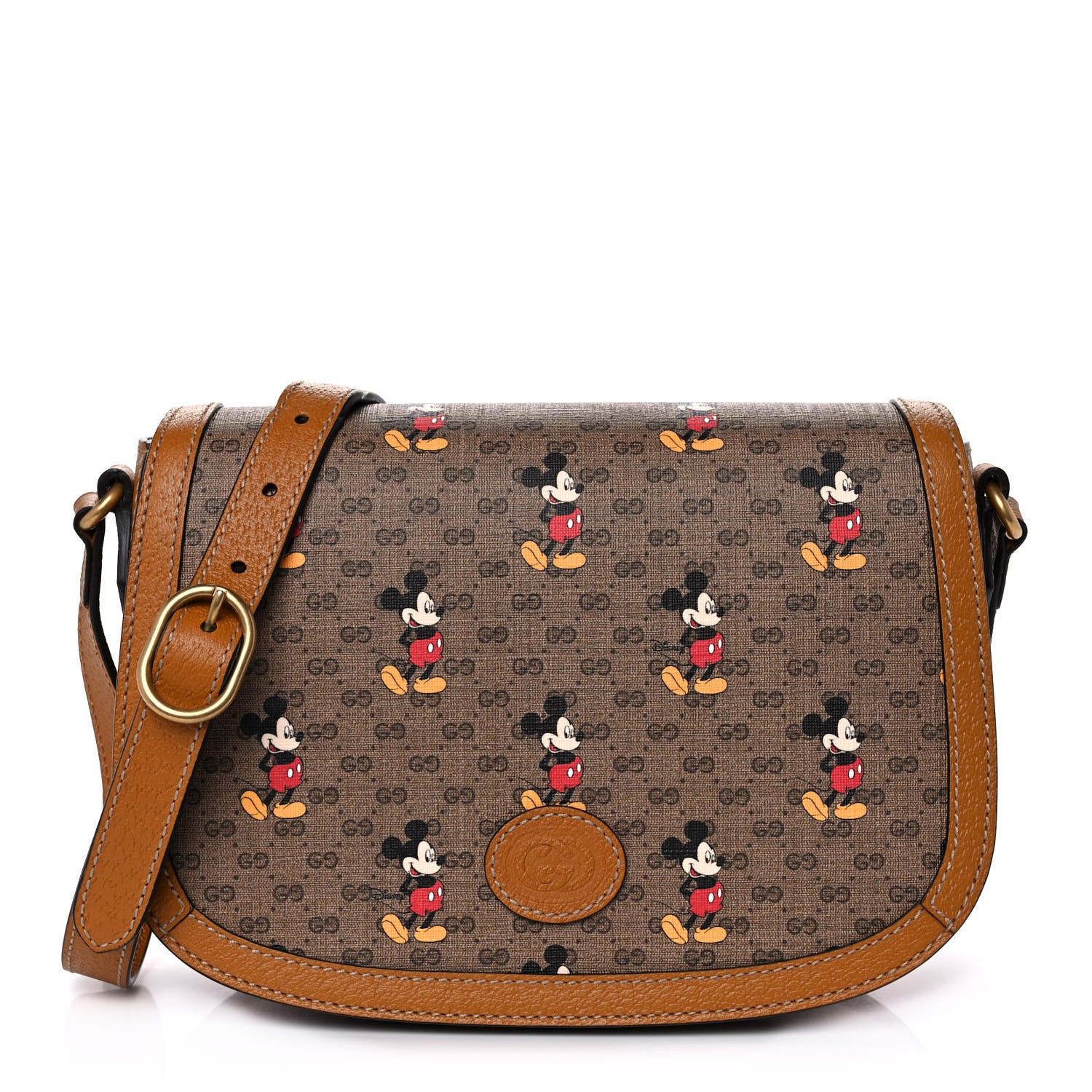 Gucci X DISNEY Mini Vintage GG Supreme Monogram Mickey Mouse Small Flap Messenger Bag Beige Vintage Sun Oil 1 of 11