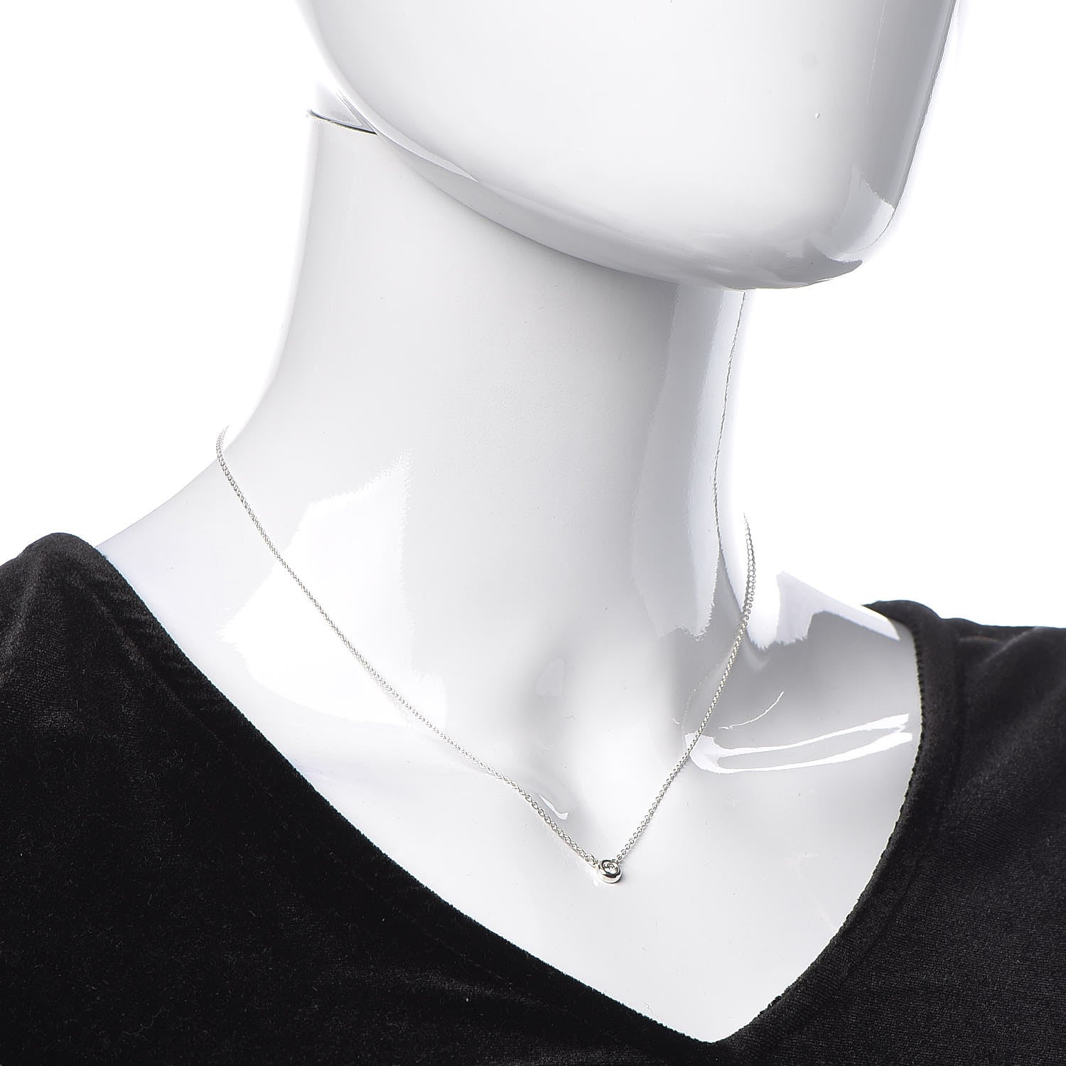 Tiffany Sterling Silver Diamond .10ct Elsa Peretti Diamonds by the Yard Pendant Necklace 2 of 9