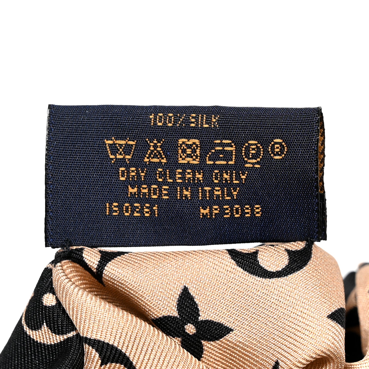Louis Vuitton Silk Monogram Scrunchy Beige Black 4 of 4