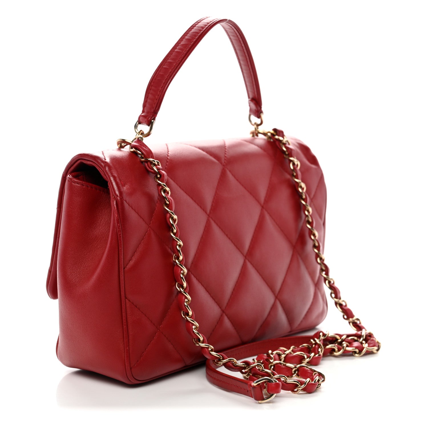 Chanel Lambskin Quilted Easy Carry Flap Red 3 of 12
