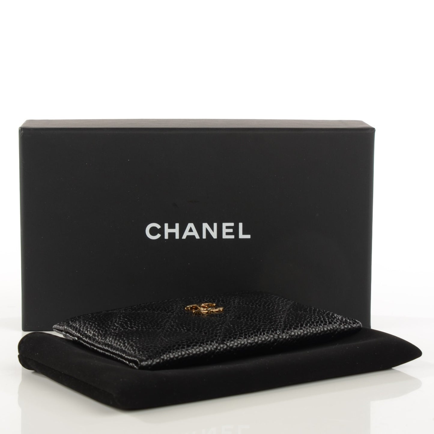 Caviar Quilted Card Holder Black