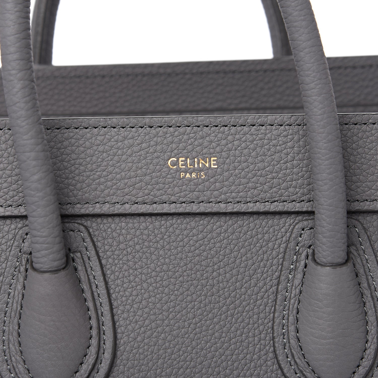 Celine Drummed Calfskin Nano Luggage Kohl 5 of 10