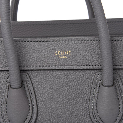 Celine Drummed Calfskin Nano Luggage Kohl 5 of 10