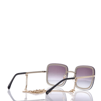 Chanel Chain Square Sunglasses 4244 Black 4 of 10