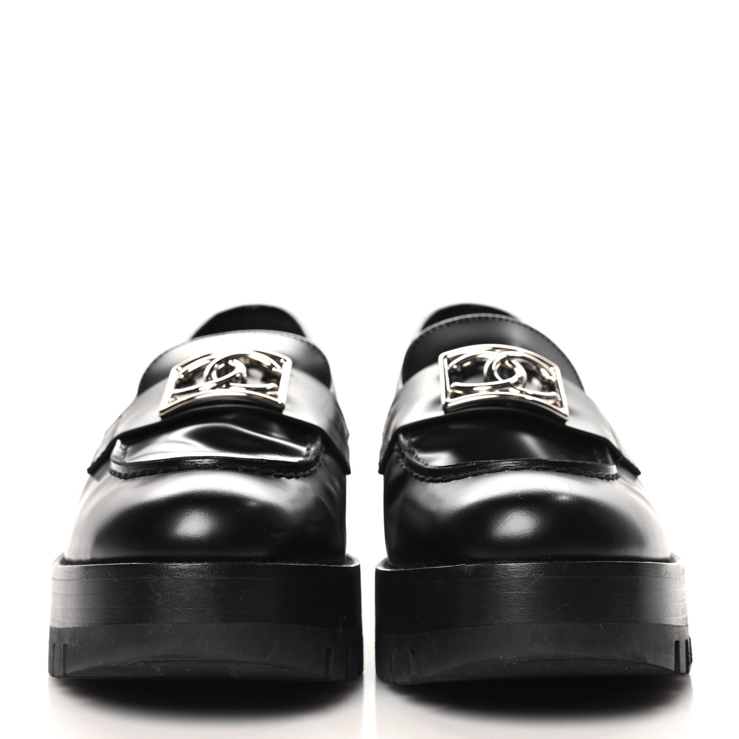 Calfskin Metal CC Loafers 39 Black