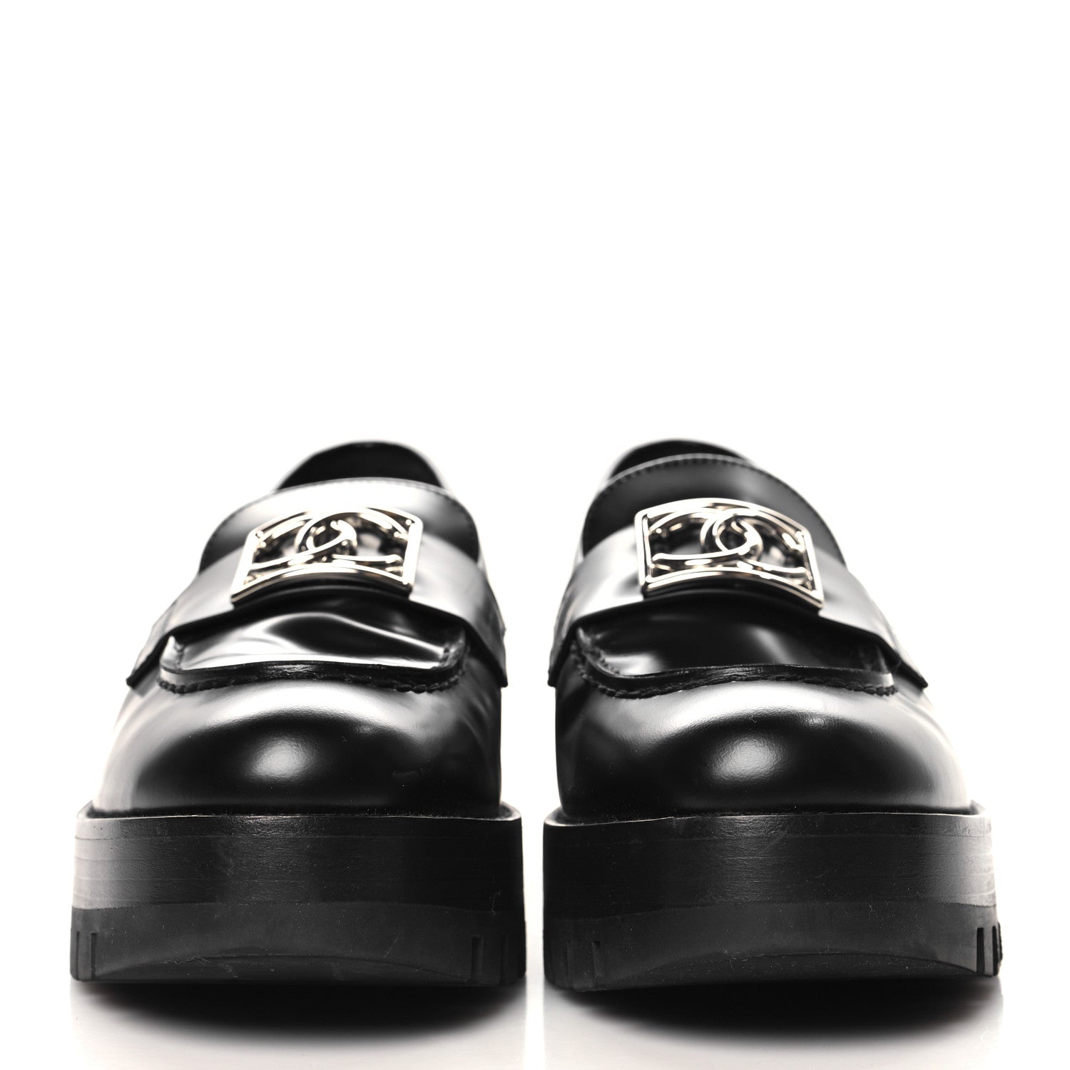Chanel Calfskin Metal CC Loafers 39 Black 3 of 10