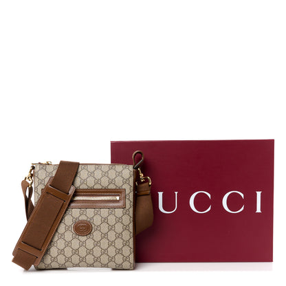 Gucci GG Supreme Monogram Azalea Calfskin Retro Interlocking G Flat Messenger Bag Beige Ebony Brown Sugar 12 of 12