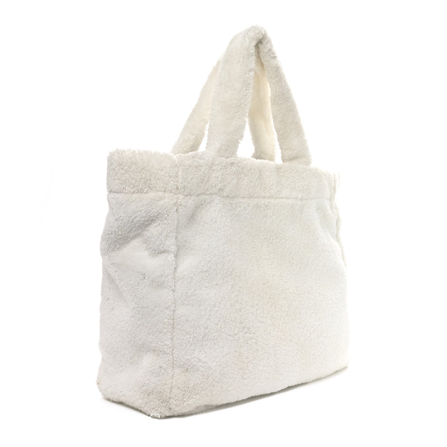 Prada Terry Cloth Tote Bag White Black 3 of 9