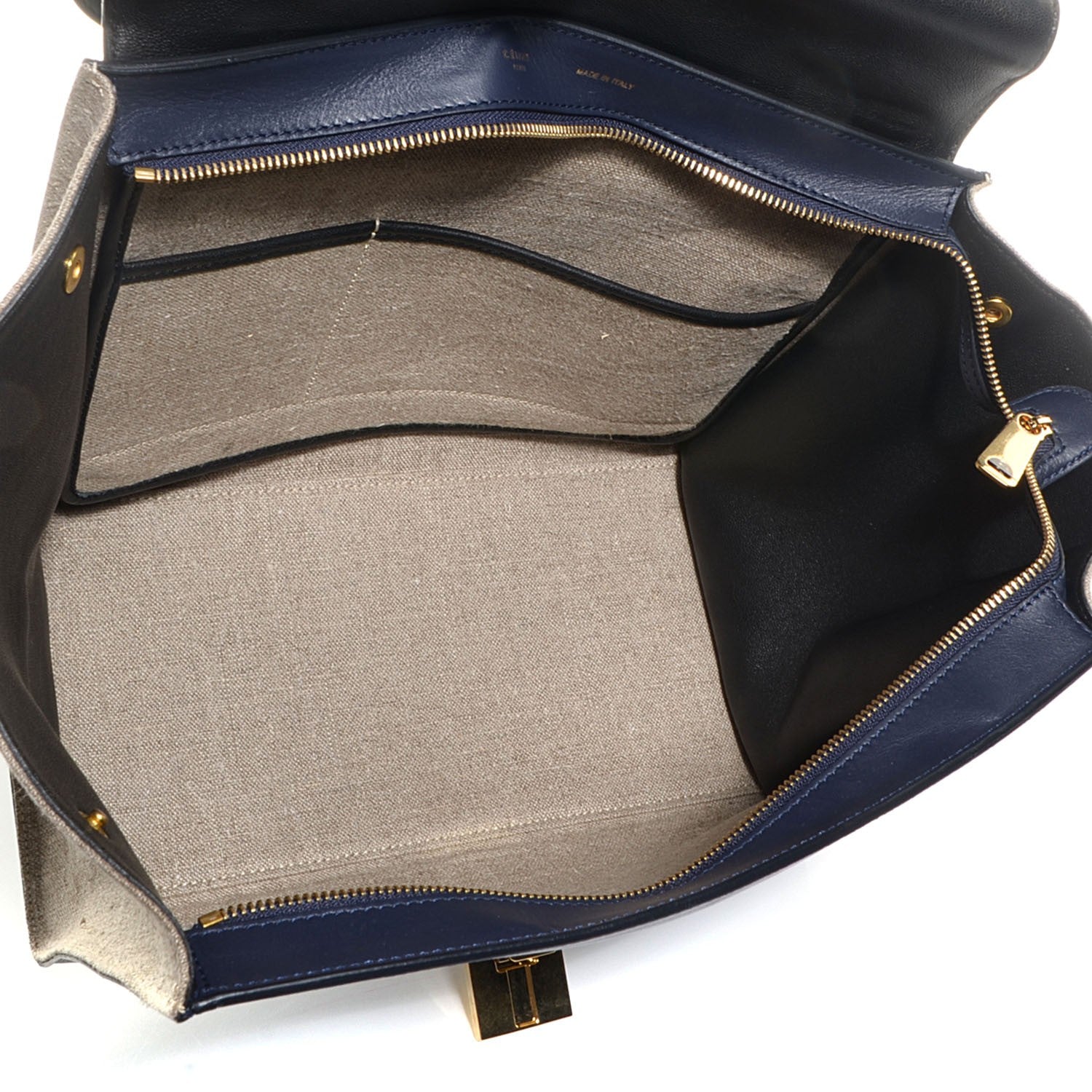 Celine Smooth Calfskin Canvas Medium Trapeze Navy Blue 5 of 8