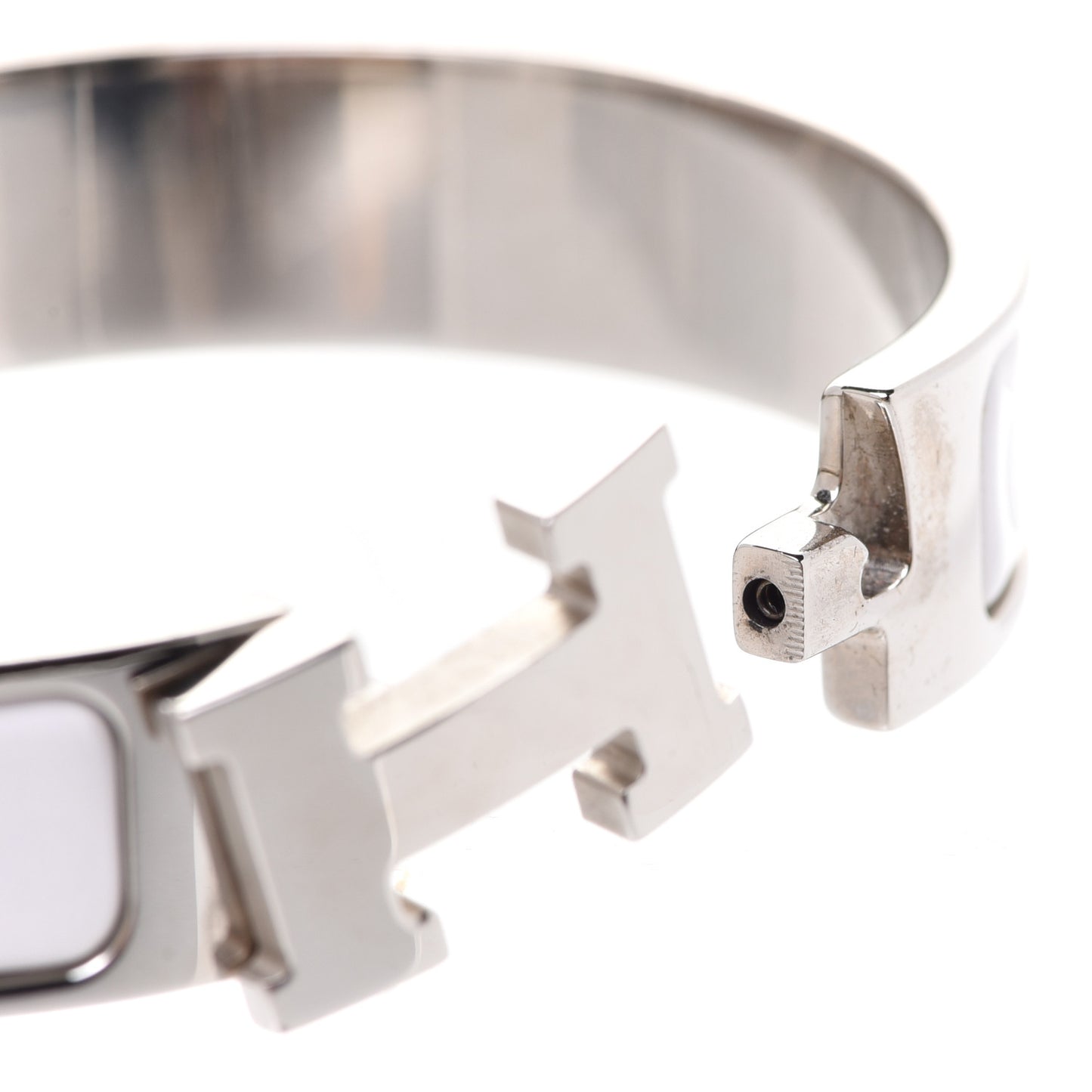 Enamel Narrow Clic Clac H Bracelet PM White