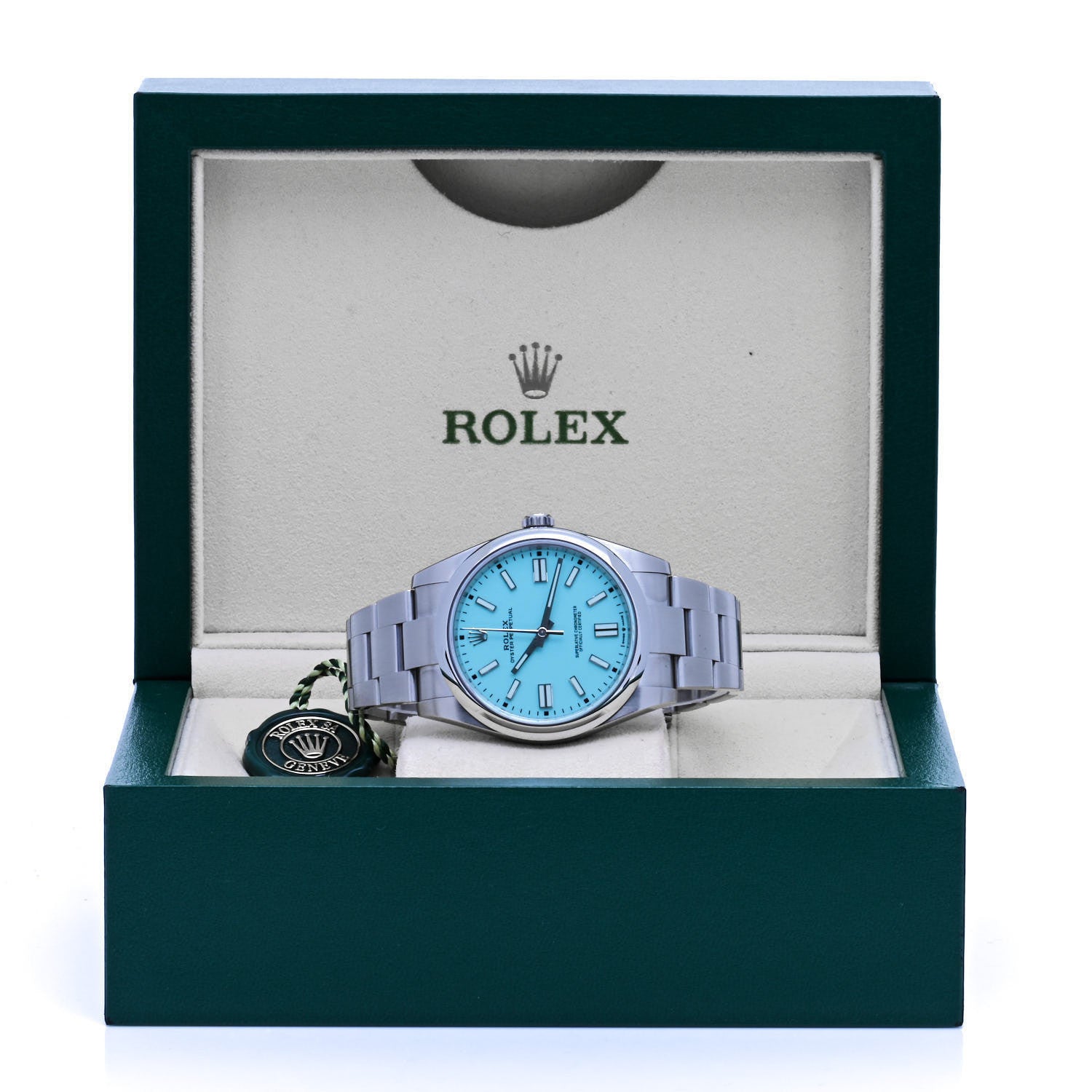 Rolex Stainless Steel 41mm Oyster Perpetual Watch Turquoise 124300 3 of 5